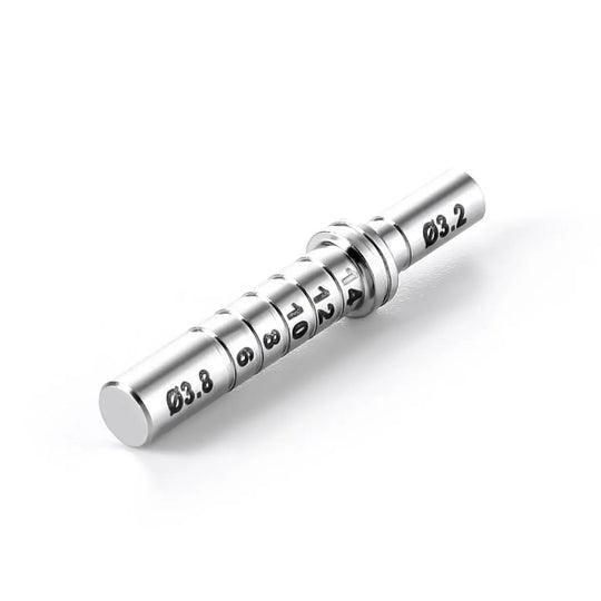 Dental Implant Depth Gauge Pin Stainless Steel Double Head 1pc/Pack: Sleek metal instrument with graduated markings for precise depth measurement in dental implant procedures. Cylindrical shape with two ends and numbered segments visible.