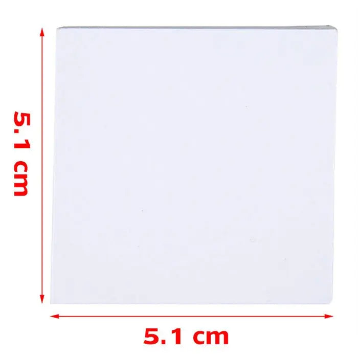 10 Pads Dental Mixing Pad 2x2 inch Bounded on 2 Sides 50Sheets/Pad: White square pad with dimensions 5.1 cm x 5.1 cm, used for mixing dental materials. Disposable, easy tear-off sheets for convenient use in dental procedures.