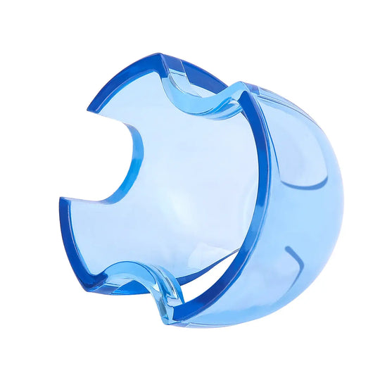 Dental Orthodontic Mouth Opener Lip Cheek Retractor Clear Plastic Anterior/Posterior Tooth Support, transparent blue plastic device with circular shape and curved edges for optimal visibility and comfort during dental procedures