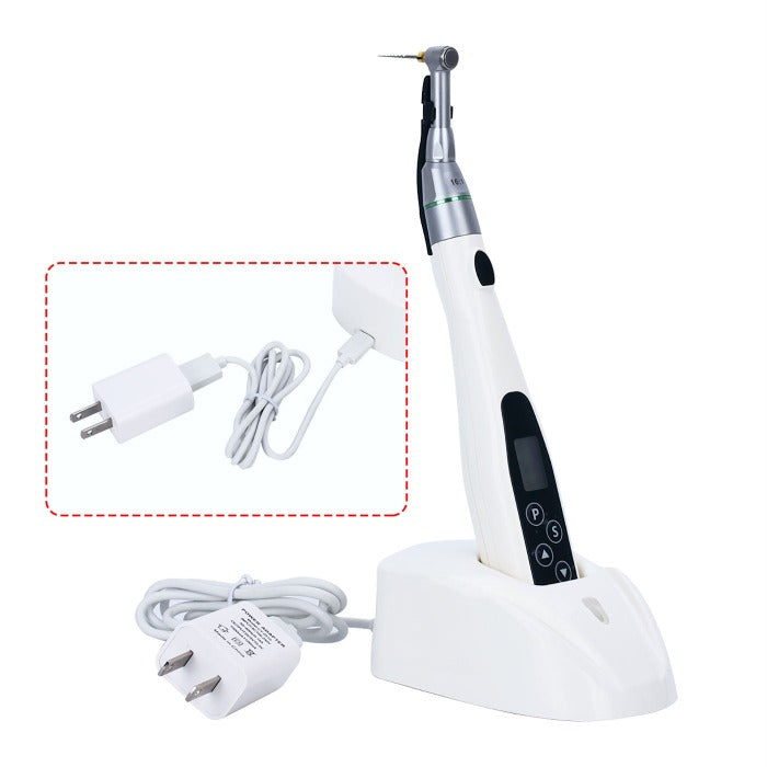 Dental Mini Wireless LED Endo Motor 16:1 Reduction Contra Angle 6 Memory Set