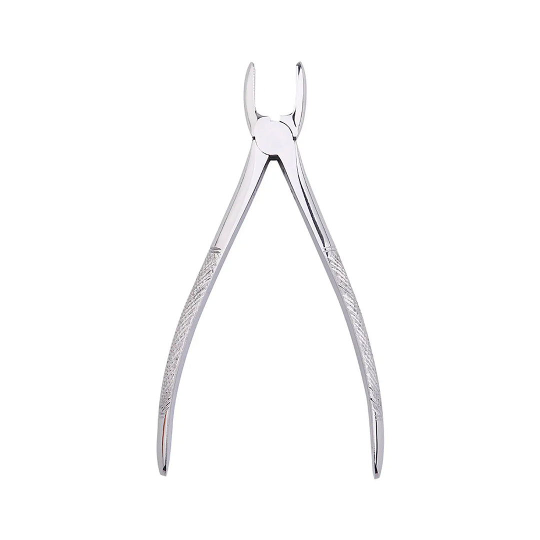 Dental Surgical Tooth Extraction Forceps Pliers for Adults 10pcs/Set: Close-up of stainless steel dental forceps with textured non-slip handles and curved tips for precise tooth extraction, part of a professional dental instrument set for adult patients