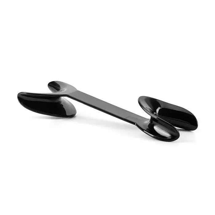 Dental T-Shape Double Head Cheek Retractors Mouth Opener in black, featuring a sleek design with curved ends for comfortable use. Durable and reusable dental tool for various treatments, providing clear view of teeth during procedures.