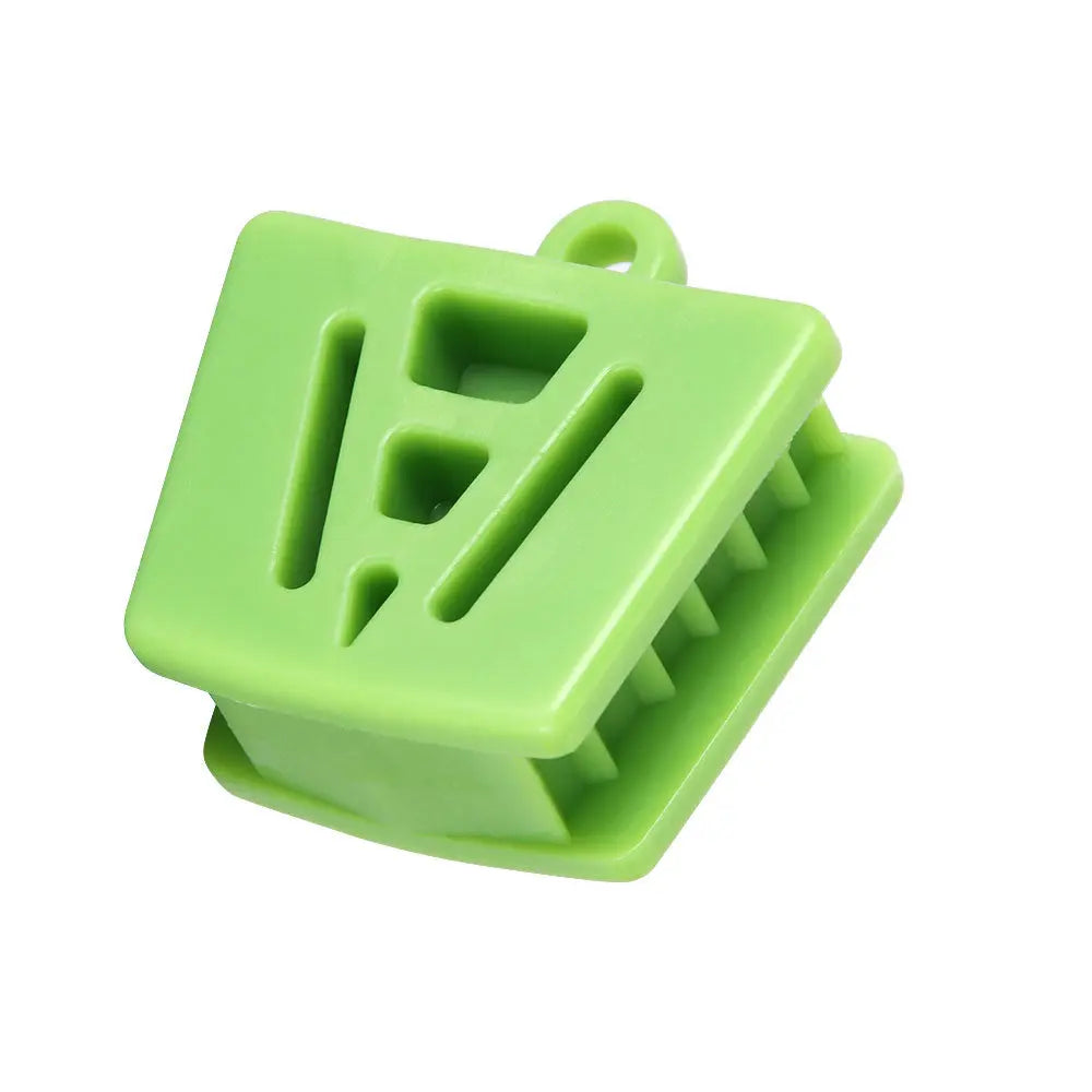 Dental Mouth Opener Occlusal Pad in bright green silicone, featuring a square shape with teeth-like ridges and a loop for handling. Part of a 3-piece set including small, medium, and large sizes for dental procedures.