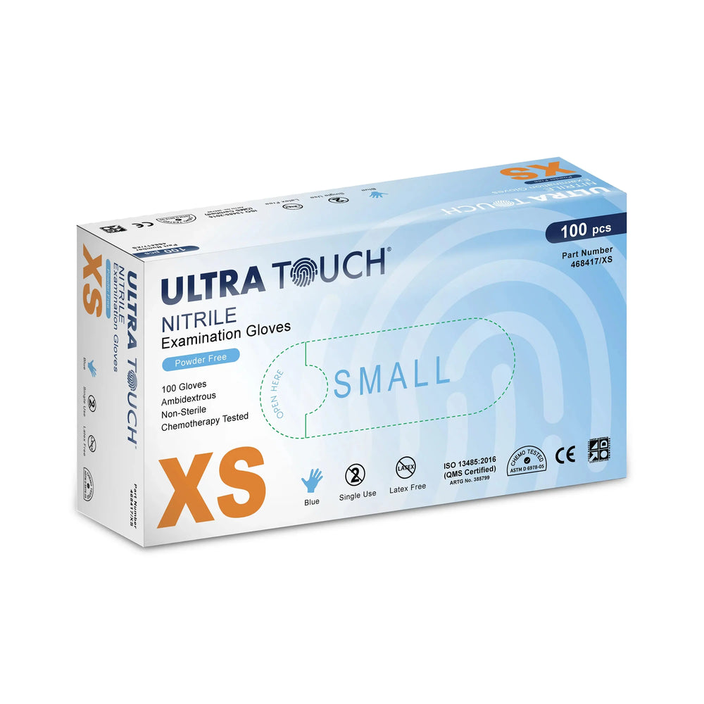 Ultra Touch Blue Nitrile Powder Free Disposable Exam Glove MediFocal