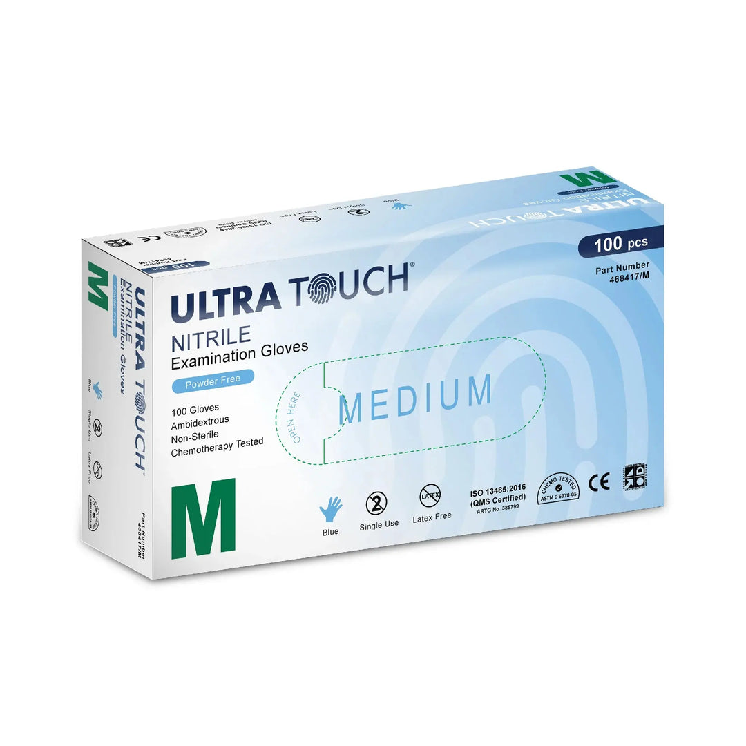 Ultra Touch Blue Nitrile Powder Free Disposable Exam Glove MediFocal