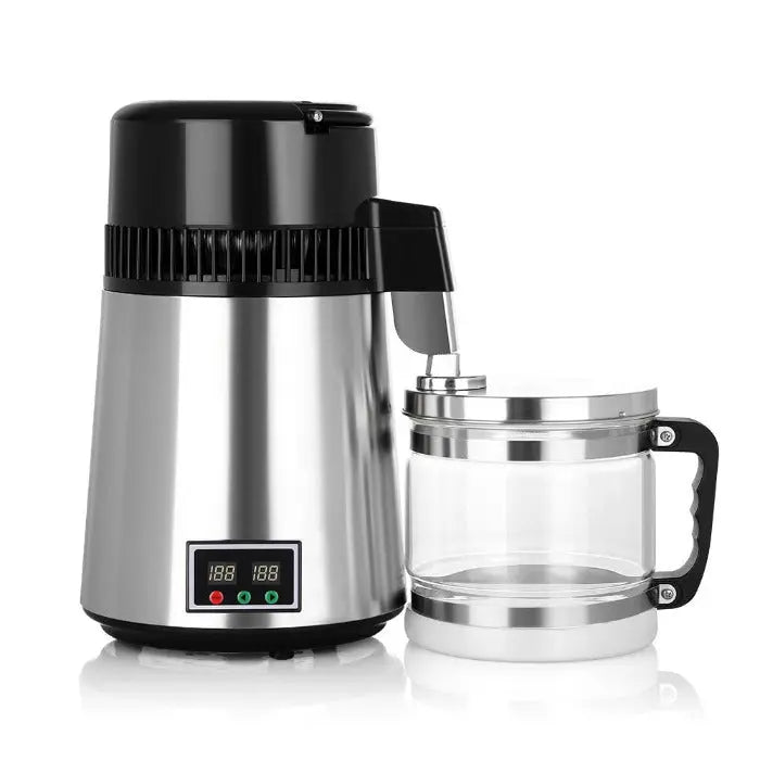 Water Distiller Stainless Steel Glass Bucket Double Screen Button with Adjustable Temperature 4L MediFocal