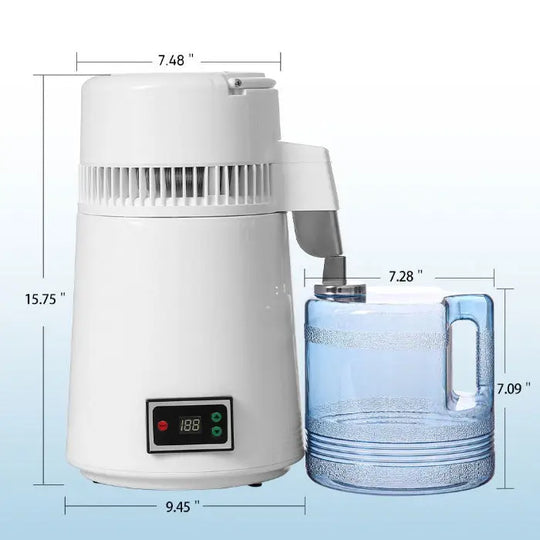 Water Distiller Stainless Steel Plastic Bucket Single Screen Button with Adjustable Temperature 4L MediFocal