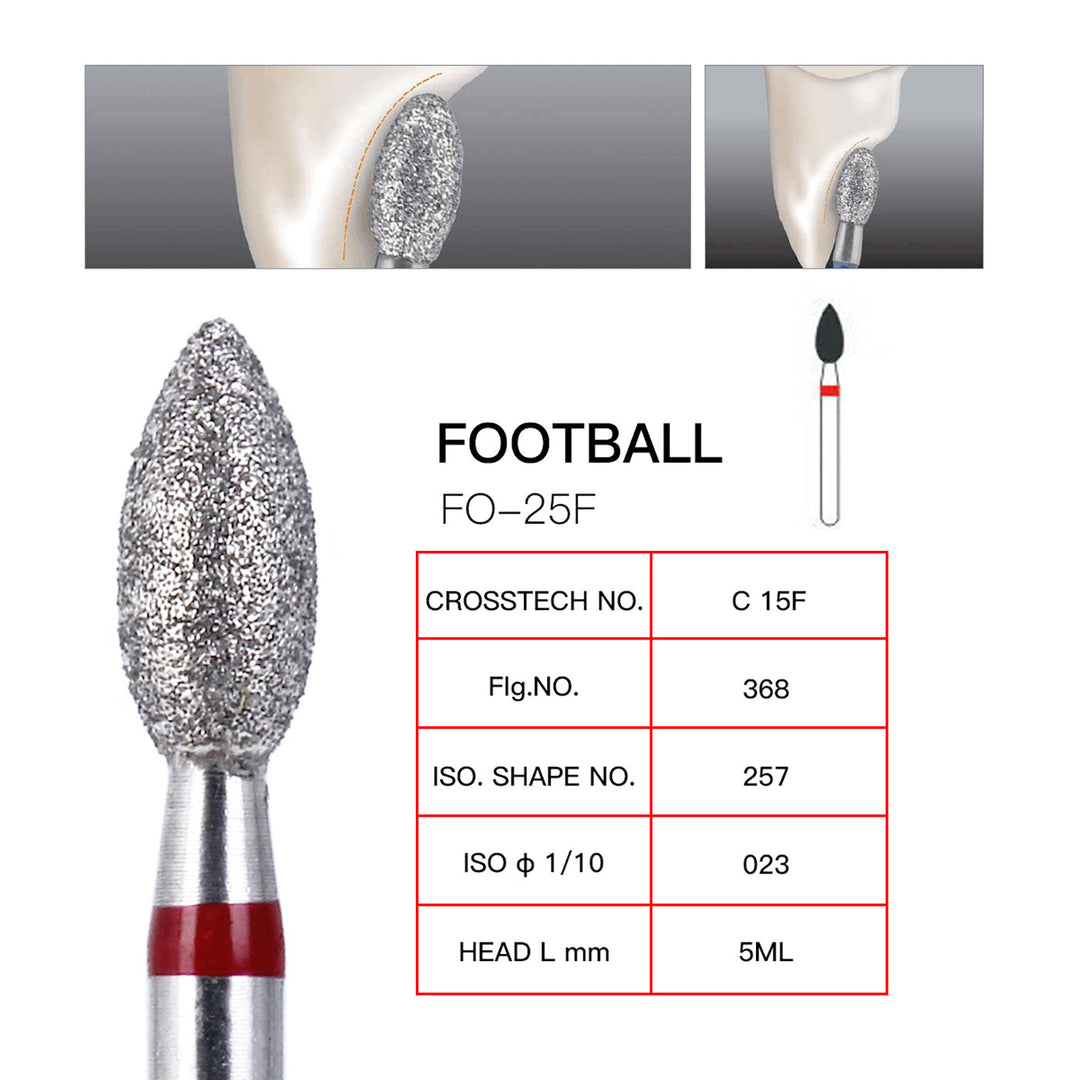 Diamond Bur FG 368-023F Football Red 10pcs/Kit