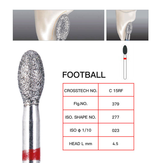 Diamond Bur FG 379-023F Football Red 10pcs/Kit