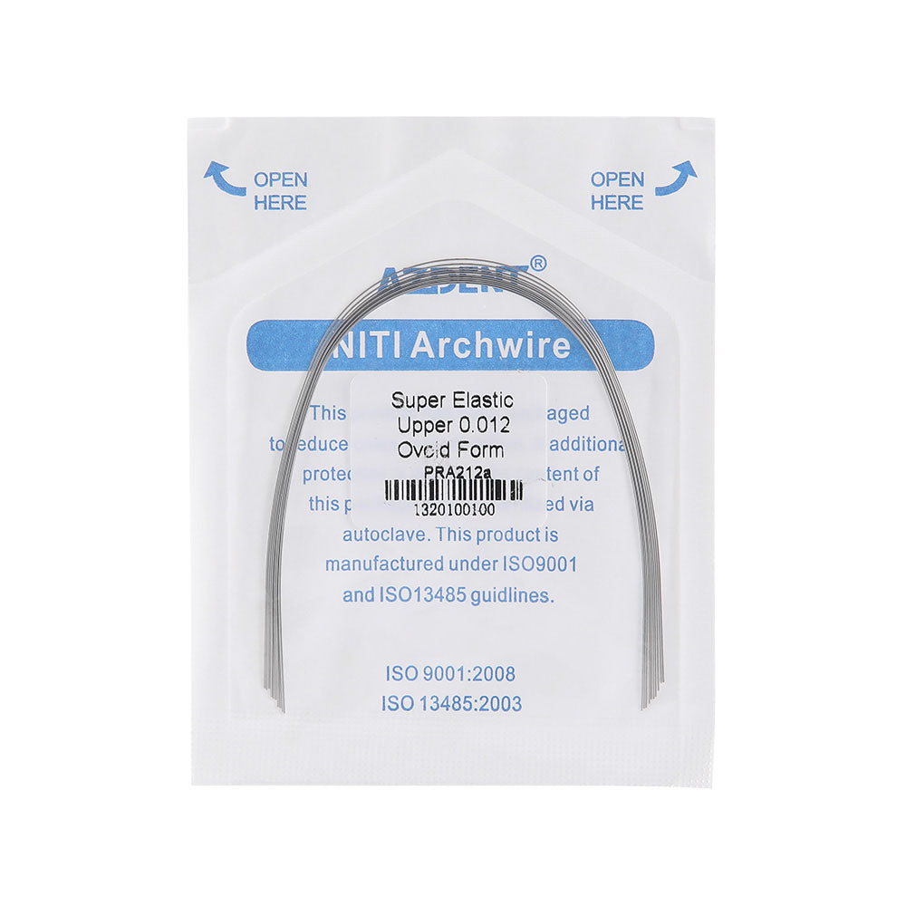 Archwire NiTi Super Elastic Ovoid Round 0.012-0.020 Upper/Lower 10pcs/Pack