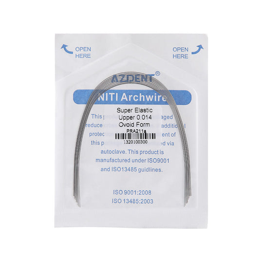 Archwire NiTi Super Elastic Ovoid Round 0.012-0.020 Upper/Lower 10pcs/Pack