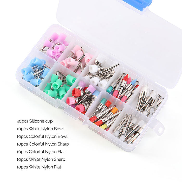 Dental Polishing Brush Cup Kits Colorful Nylon Bristle Silicone Material 100pcs/Box