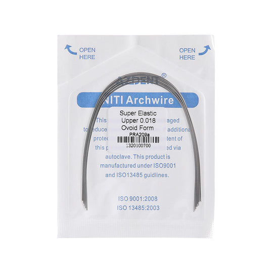 Archwire NiTi Super Elastic Ovoid Round 0.012-0.020 Upper/Lower 10pcs/Pack