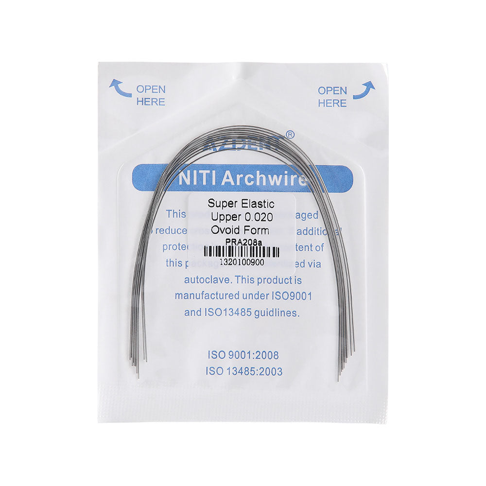 Archwire NiTi Super Elastic Ovoid Round 0.012-0.020 Upper/Lower 10pcs/Pack