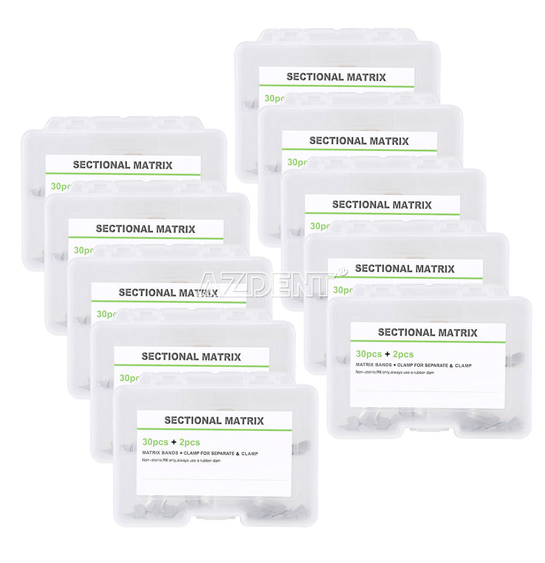 Dental Sectional Contoured Metal Matrices Matrix Refill F1 30pcs Bands And 2 Rings