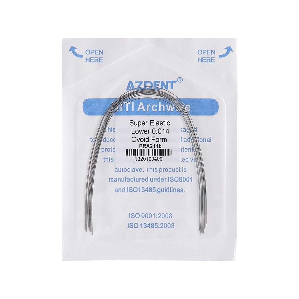 Archwire NiTi Super Elastic Ovoid Round 0.012-0.020 Upper/Lower 10pcs/Pack