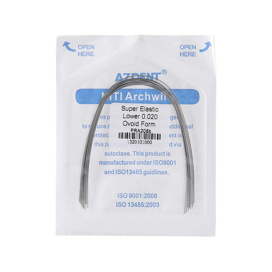 Archwire NiTi Super Elastic Ovoid Round 0.012-0.020 Upper/Lower 10pcs/Pack