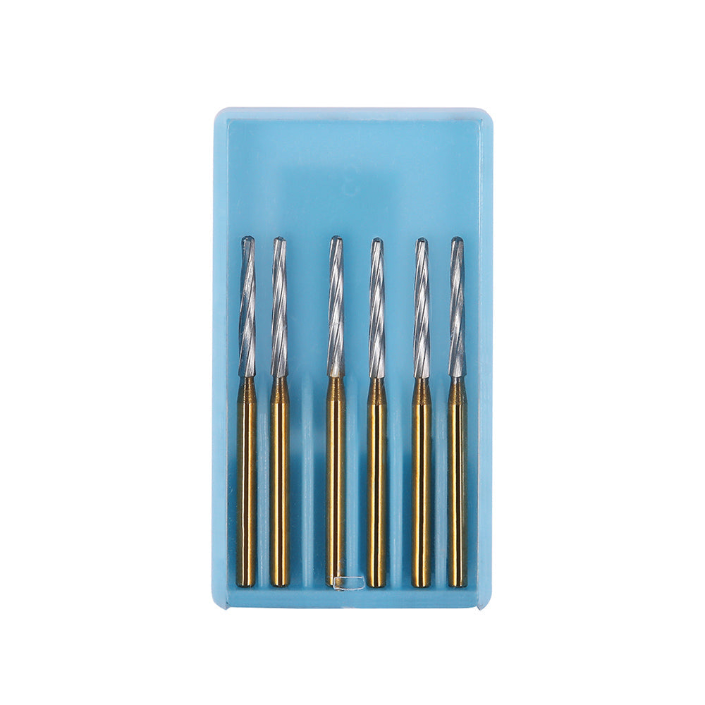 Dental FG Carbide Finishing Burs 28mm Gold 6pcs/Box