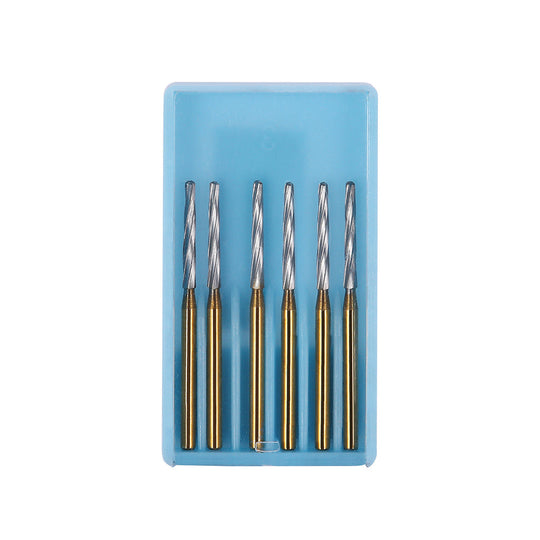 Dental FG Carbide Finishing Burs 28mm Gold 6pcs/Box