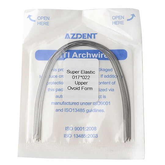 Archwire Niti Super Elastic Ovoid Form Rectangular 0.017 x 0.022 Upper 10pcs/Pack