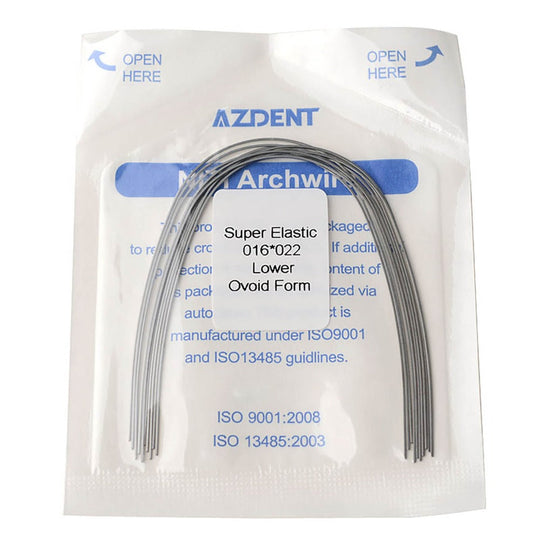 Archwire Niti Super Elastic Ovoid Form Rectangular 0.016 x 0.022 Lower 10pcs/Pack