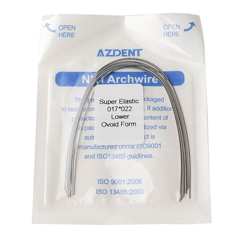 Archwire Niti Super Elastic Ovoid Form Rectangular 0.017 x 0.022 Lower 10pcs/Pack