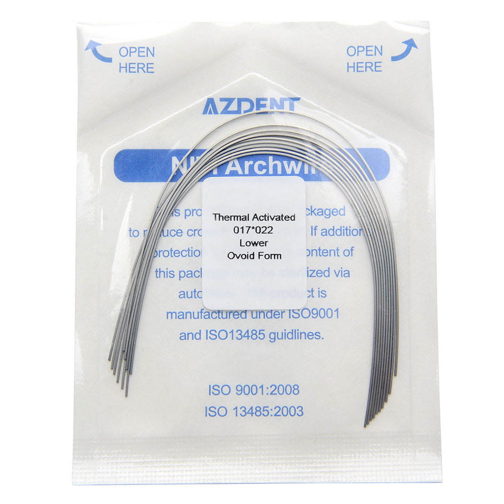 Thermal Active NiTi Archwire Ovoid Form Rectangular 0.017 x 0.022 Lower 10pcs/Pack