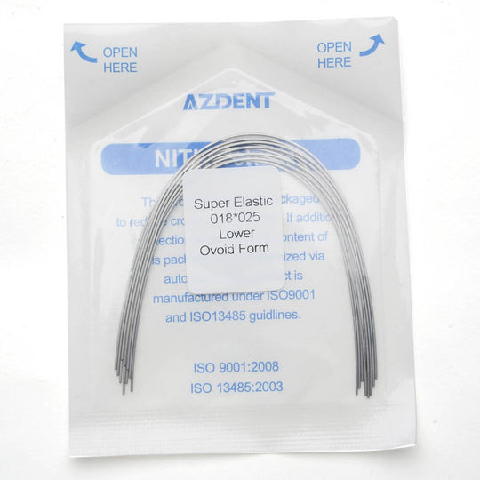 Archwire Niti Super Elastic Ovoid Rectangular 0.018 x 0.025 Lower 10pcs/Pack