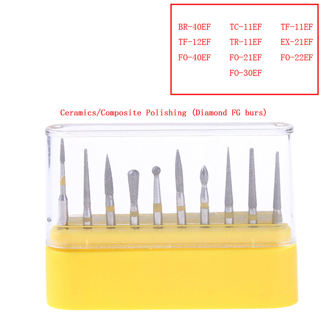 Dental Diamond Bur FG-105 Ceramics/Composite Polishing Kit 10pcs/Kit