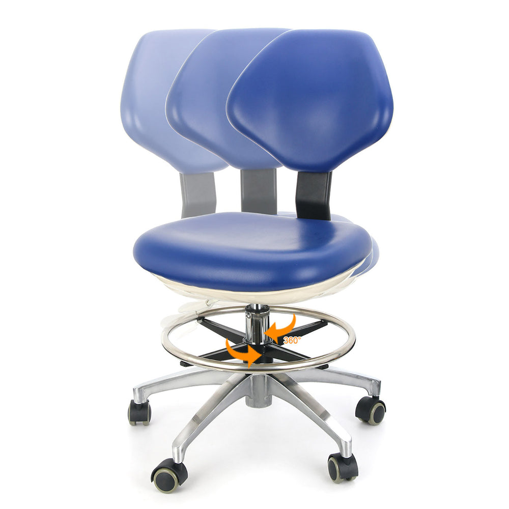 Dental Doctor Stool With Adjustable Seat And Backrest 360-Degree Rotated Blue