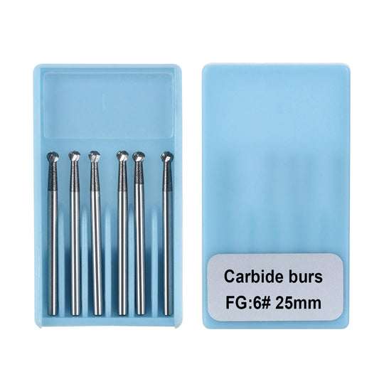 Dental FG #6 SL Surgical Length Round 25mm Carbide Burs 6pcs/Box