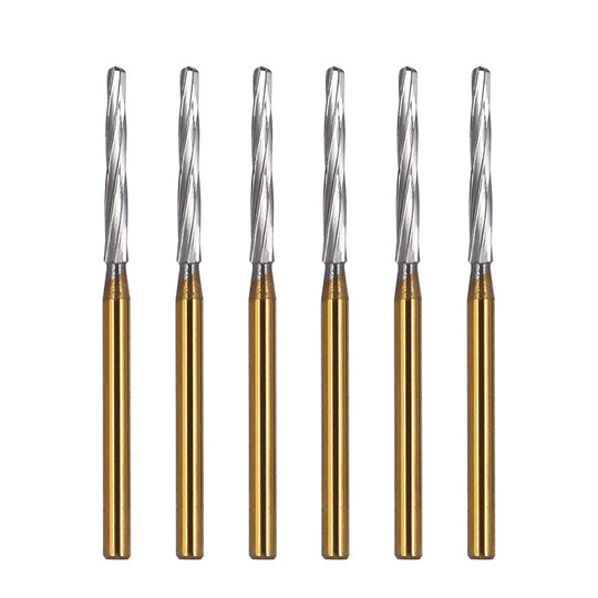 Dental FG Carbide Finishing Burs 28mm Gold 6pcs/Box