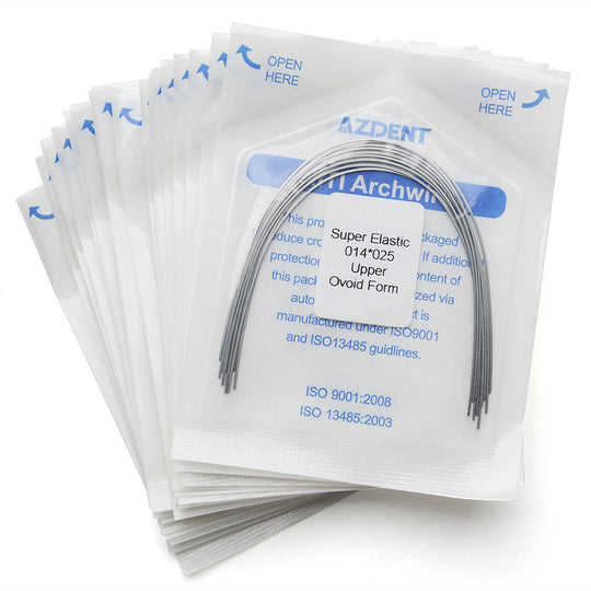 Archwire Niti Super Elastic Ovoid Form Rectangular 0.014 x 0.025 Upper 10pcs/Pack