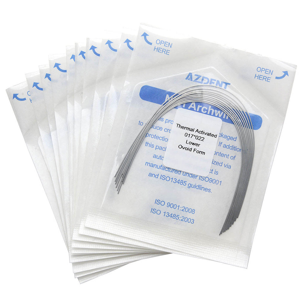 Thermal Active NiTi Archwire Ovoid Form Rectangular 0.017 x 0.022 Lower 10pcs/Pack