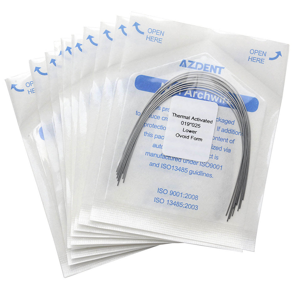 Thermal Active NiTi Archwire Ovoid Form Rectangular 0.019 x 0.025 Lower 10pcs/Pack