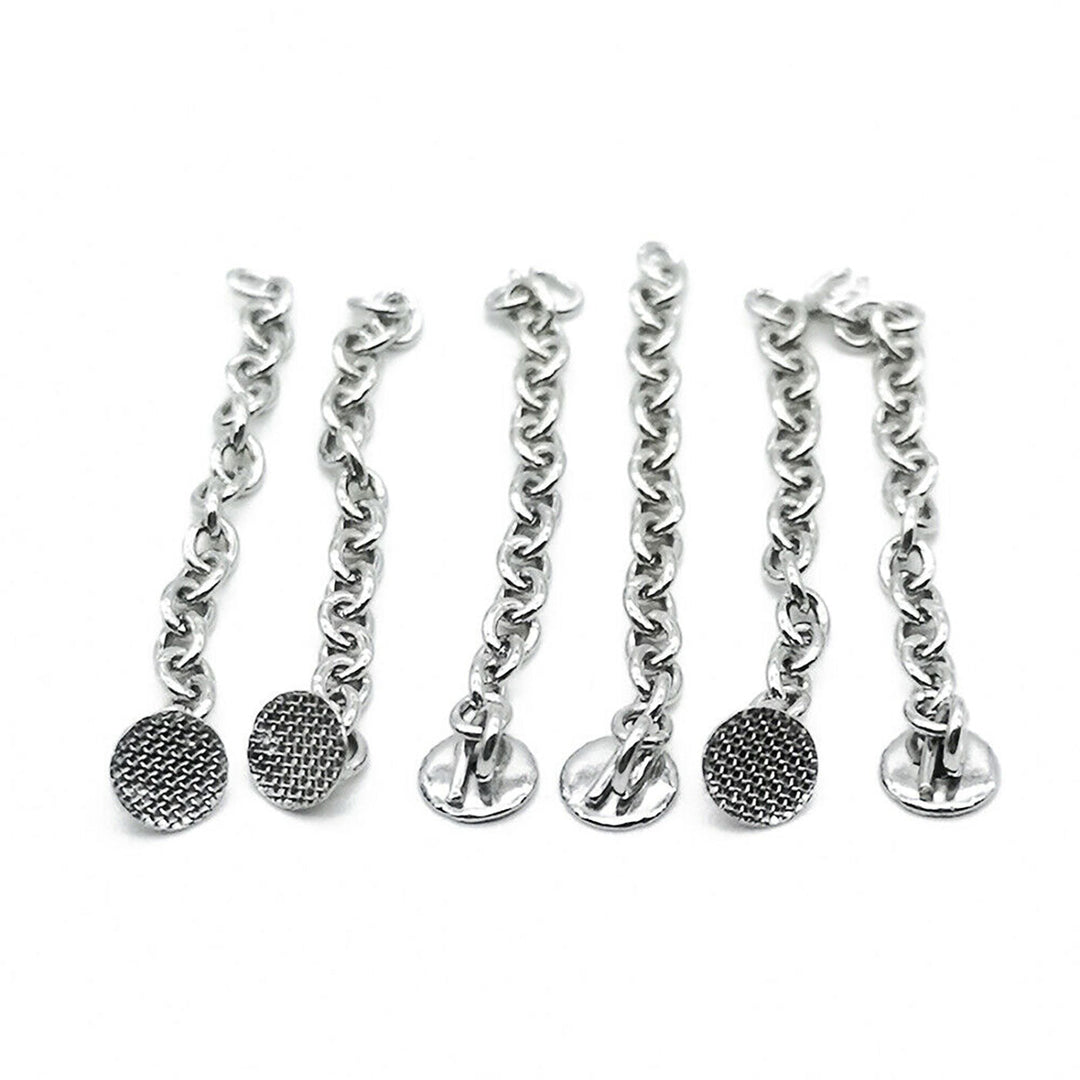 Dental Traction Button Chain Silver Round 2/Bag