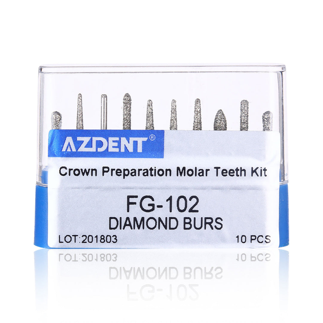 Dental Diamond Bur FG-102 Crown Preparation Molar Teeth Kit 10pcs/Kit