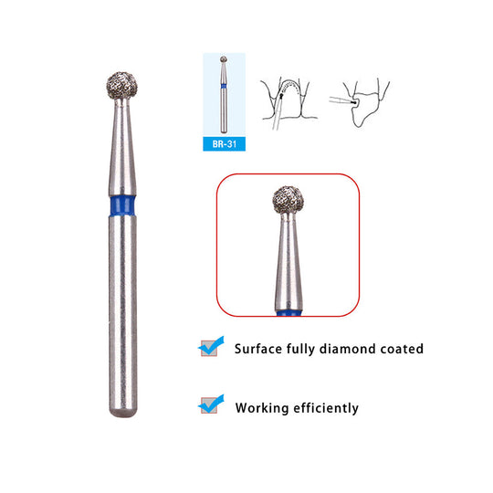 Diamond Burs FG BR-31 Round Ball Two Layers 5pcs/Box