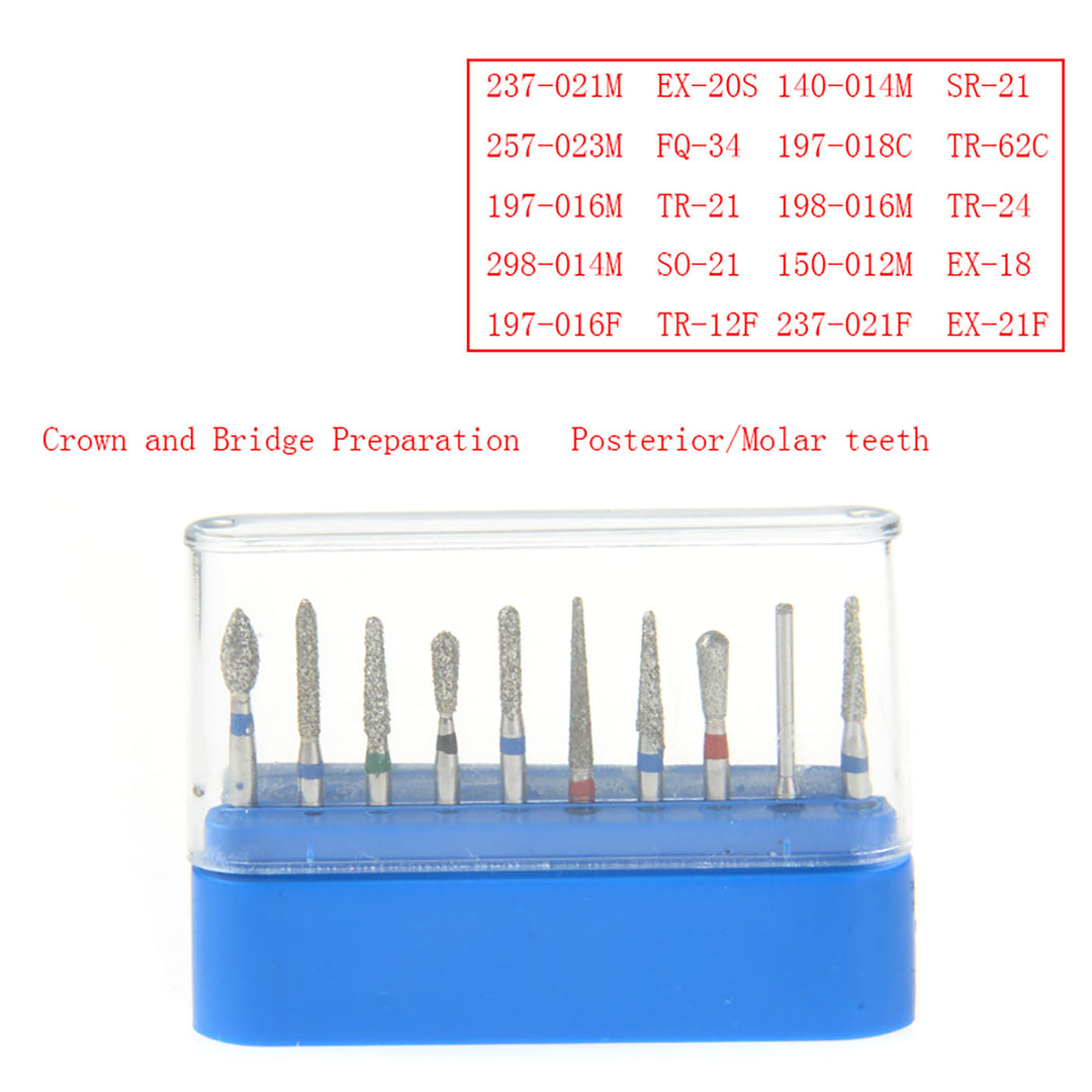 Dental Diamond Bur FG-102 Crown Preparation Molar Teeth Kit 10pcs/Kit