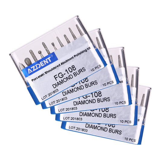 Dental Diamond Bur FG-108 Porcelain Shouldered Abutment Polishing Kit 10pcs/Kit