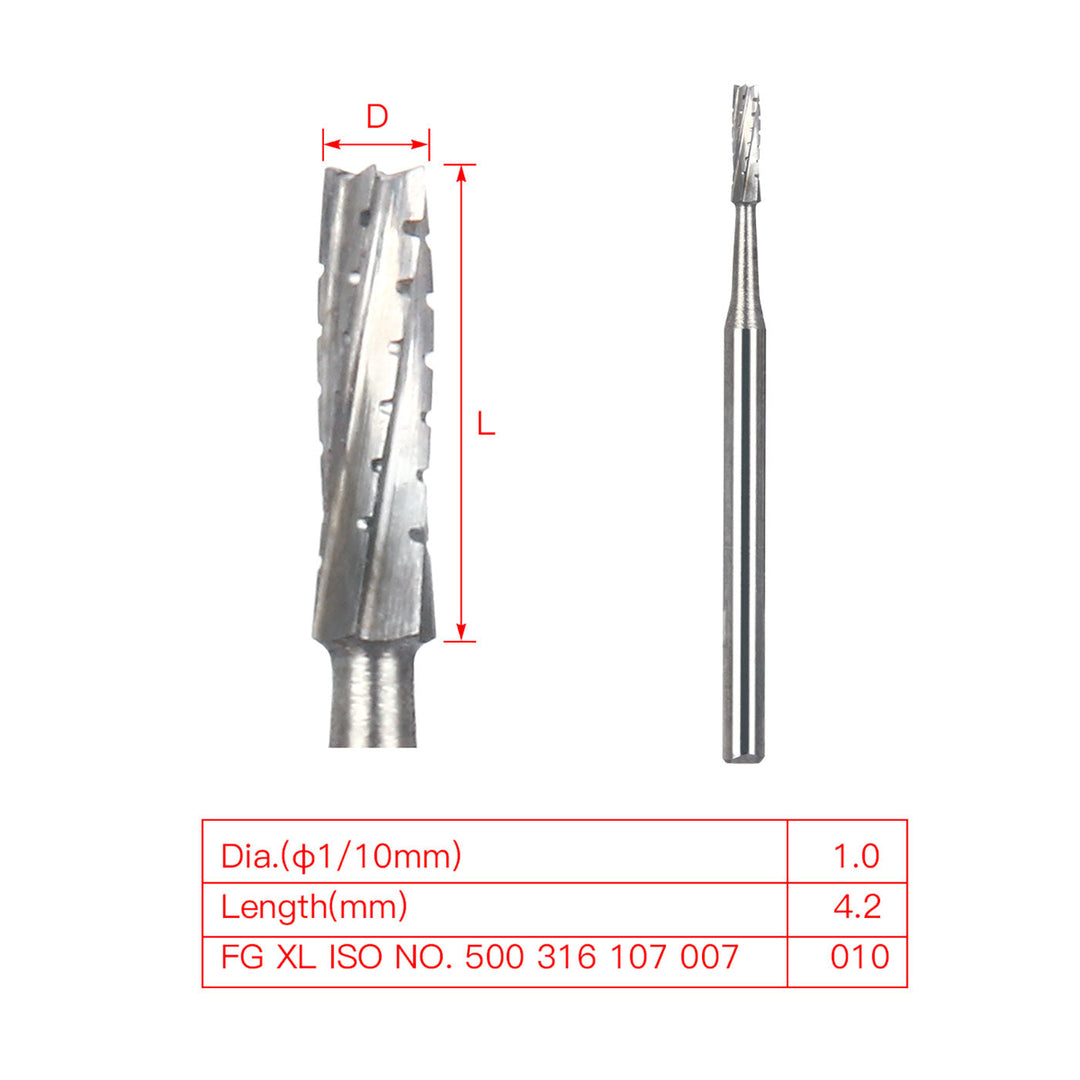 Dental Carbide Bur FG #557 Surgical Length Straight Fissure Crosscut 25mm 6pcs/Box