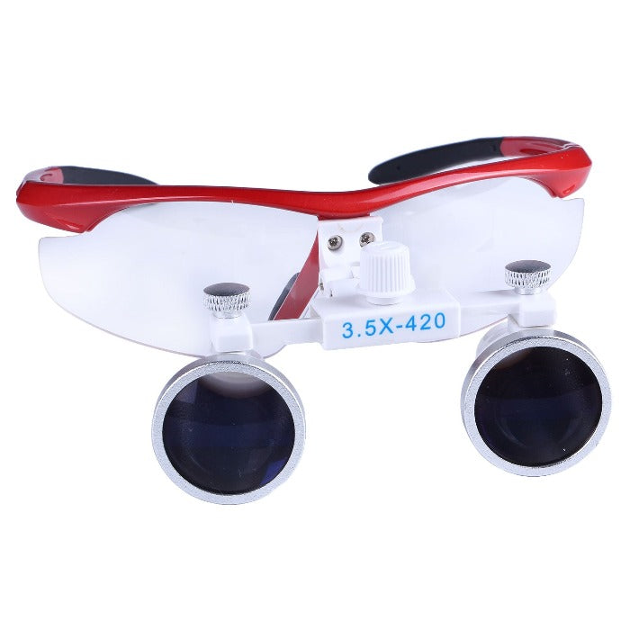 Dental Loupe Surgical Medical Binocular Magnifier 3.5X420mm Stool Red