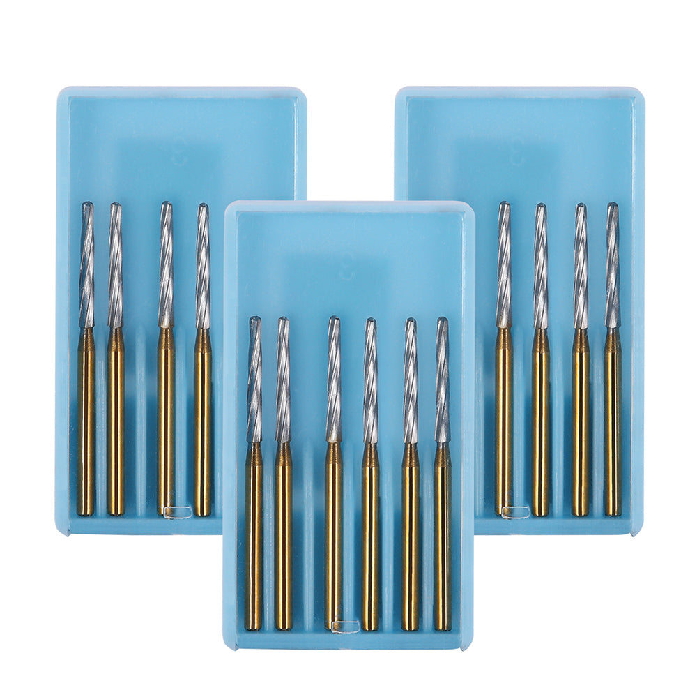 Dental FG Carbide Finishing Burs 28mm Gold 6pcs/Box