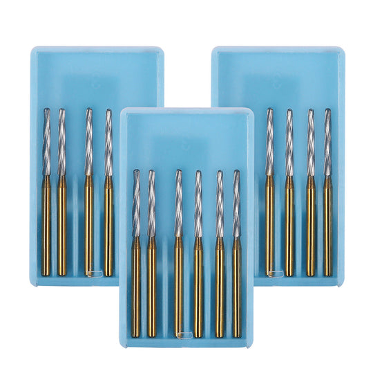 Dental FG Carbide Finishing Burs 28mm Gold 6pcs/Box