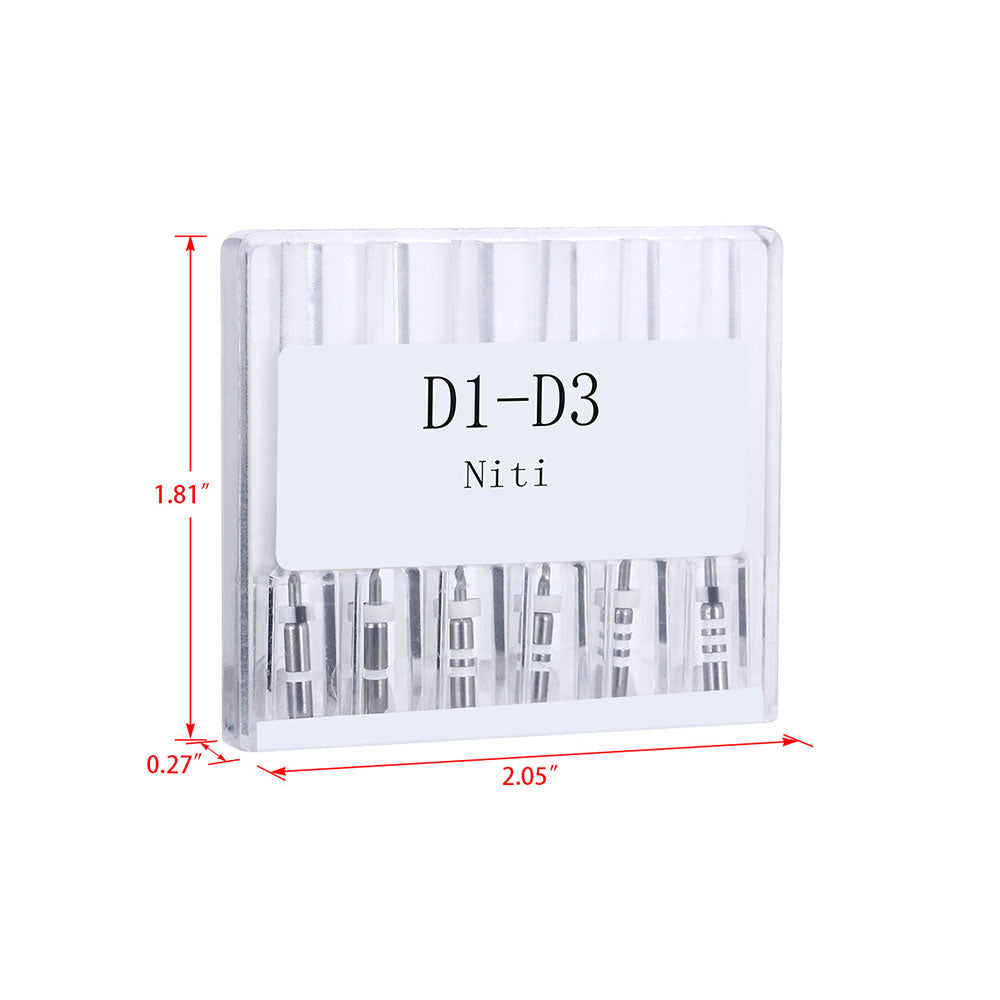 Dental Retreatment Rotary Engine Root Canal NiTi File D1-D3 6pcs/Box