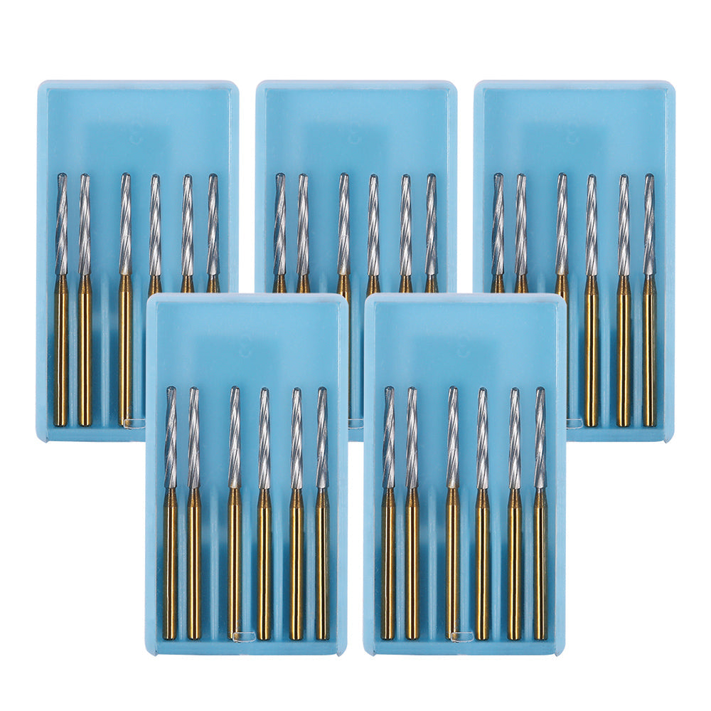 Dental FG Carbide Finishing Burs 28mm Gold 6pcs/Box