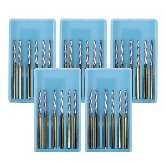 Dental FG Carbide Finishing Burs 28mm Gold 6pcs/Box