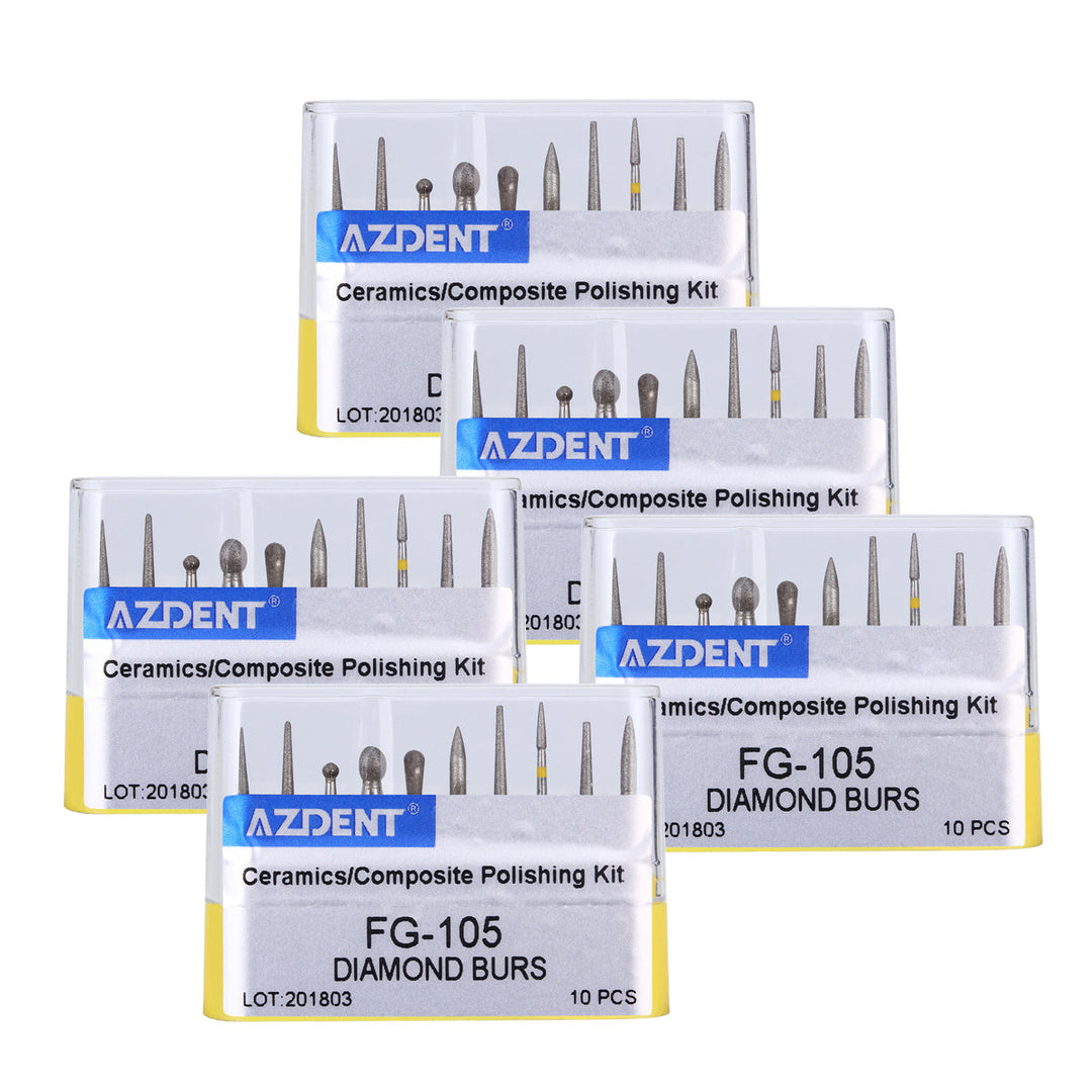 Dental Diamond Bur FG-105 Ceramics/Composite Polishing Kit 10pcs/Kit