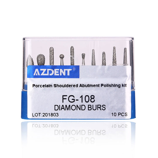 Dental Diamond Bur FG-108 Porcelain Shouldered Abutment Polishing Kit 10pcs/Kit