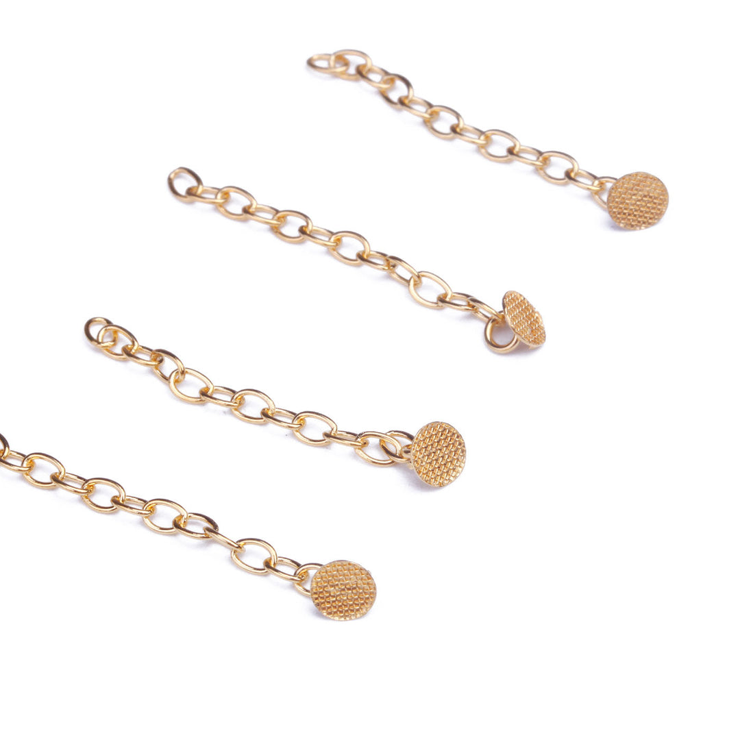 Dental Traction Chain Gold Plated Round Buttons with Chain 10/Bag